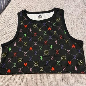 Zumba Fitness Black multicolor Graphic Tank Crop Top size small